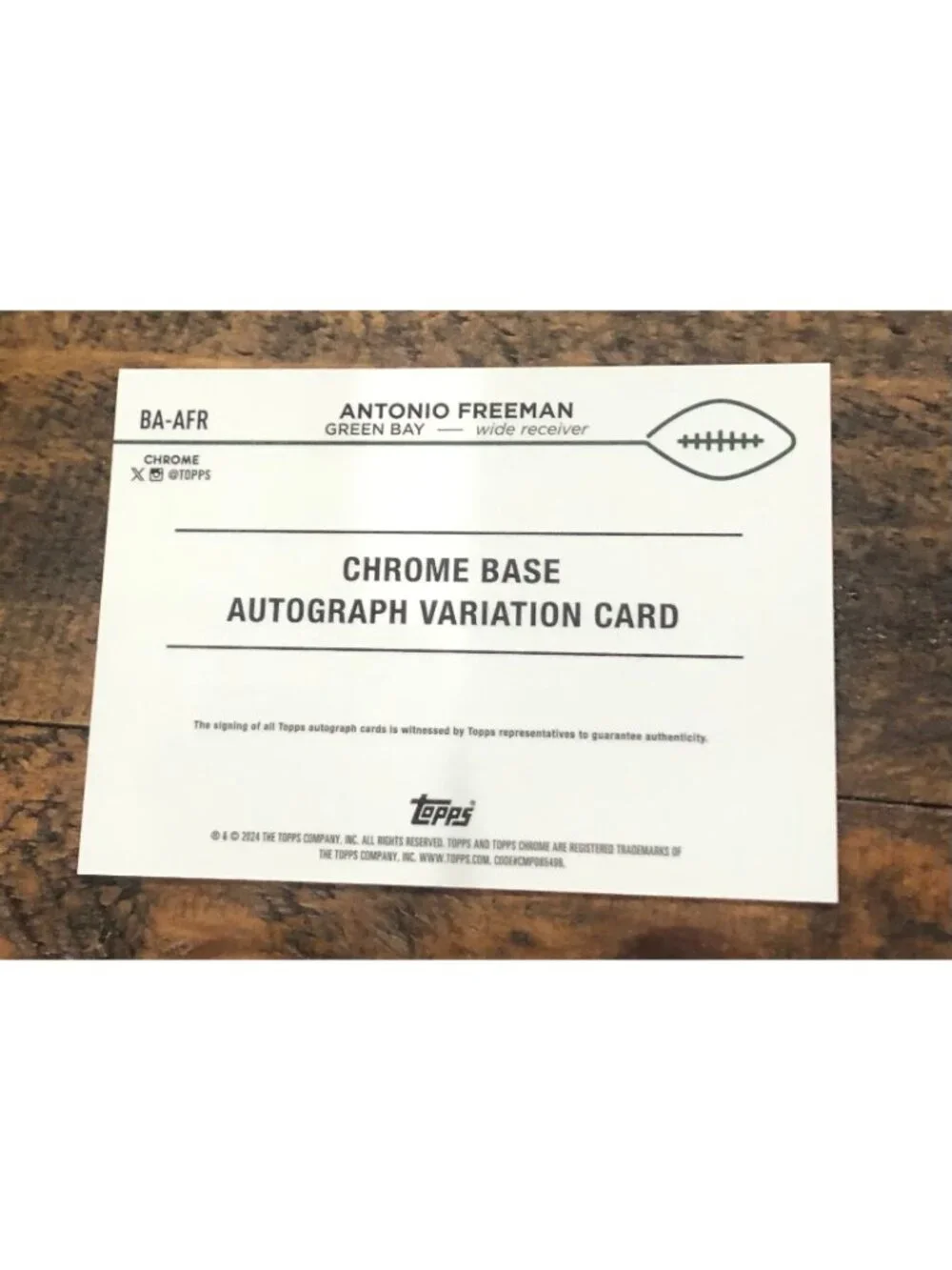 2024 Topps Chrome - Antonio Freeman #74 gold wave Auto 37/50 Green Bay Packers - Picture 2 of 3